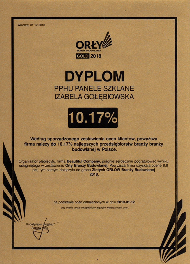 Orły Branży Budowlanej - Dyplom