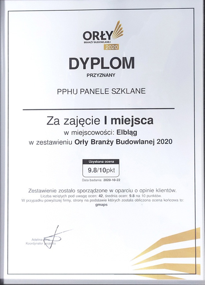 Orły Branży Budowlanej - Dyplom