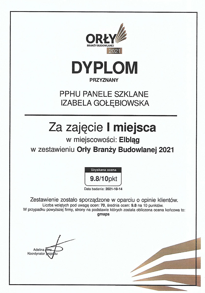 Orły Branży Budowlanej - Dyplom 2021